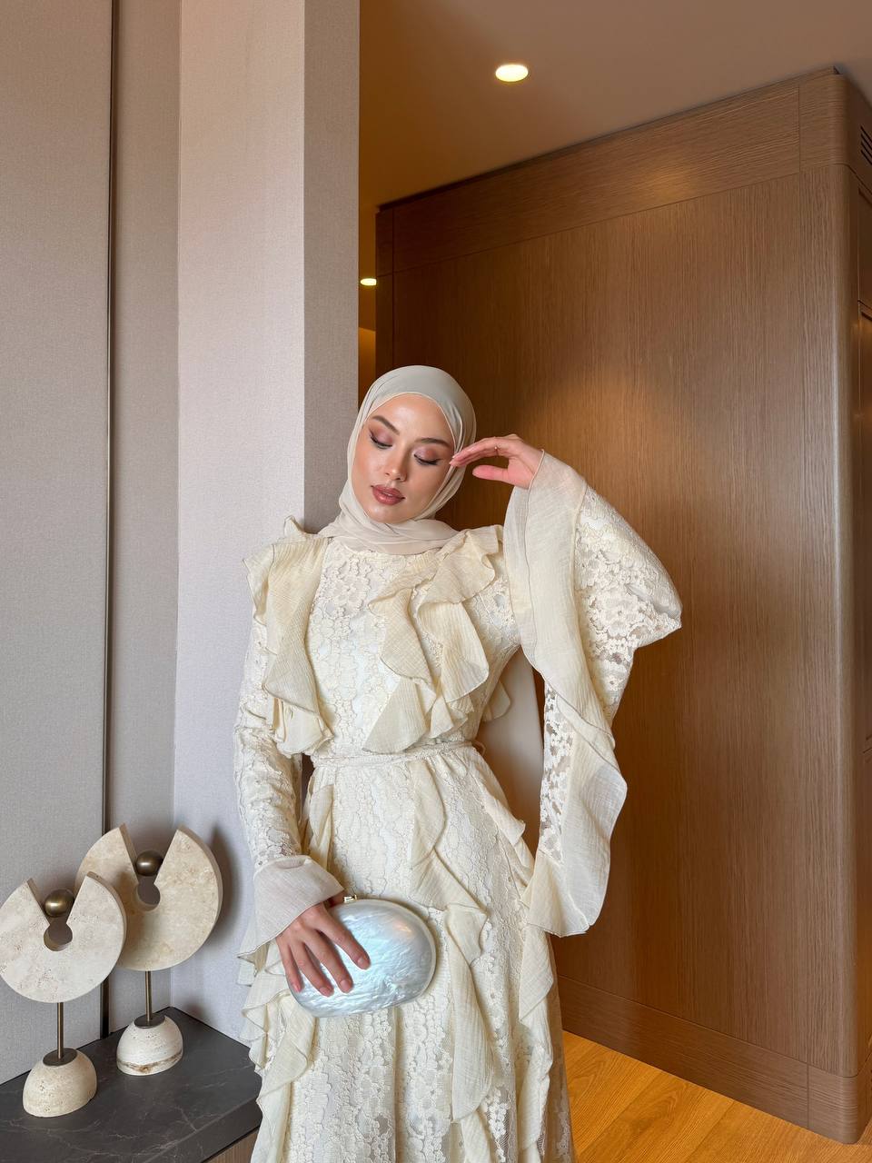 Dressy lace cream dress