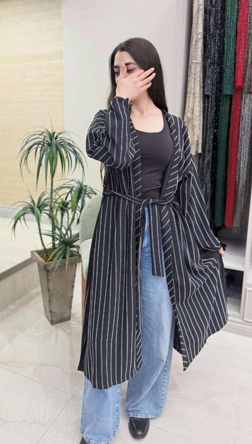 Stripped Long Cardigan Serpil