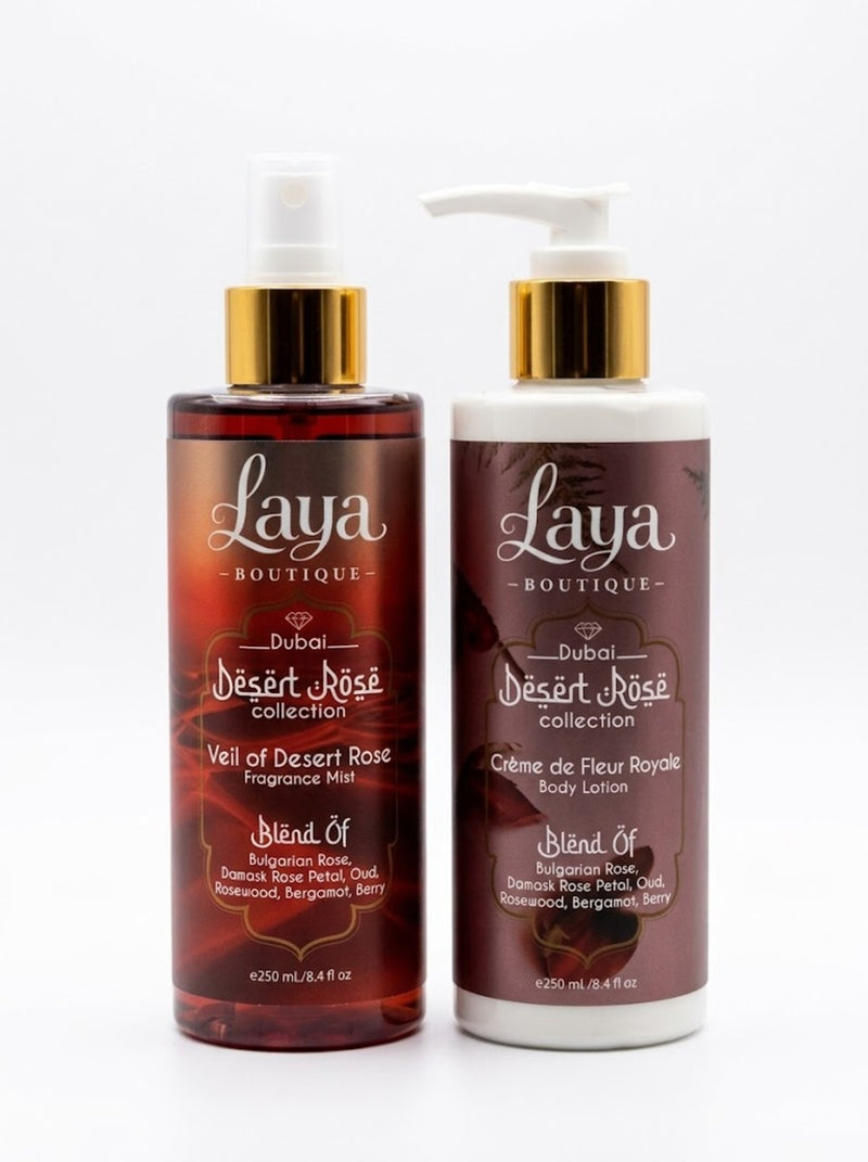 Laya Boutique Desert Rose fragrance mist and body lotion