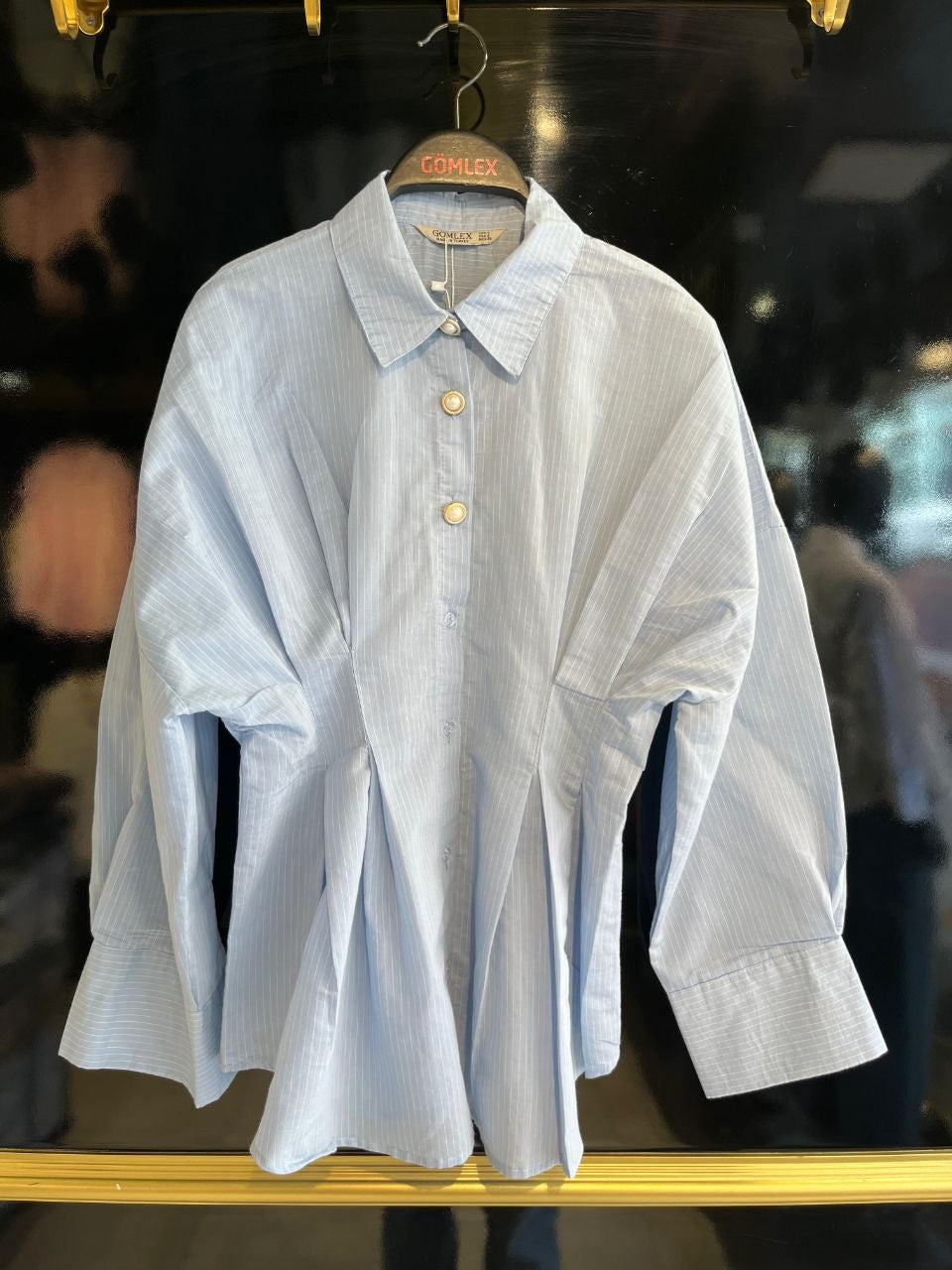 Waisted Blue Shirt Gomlex