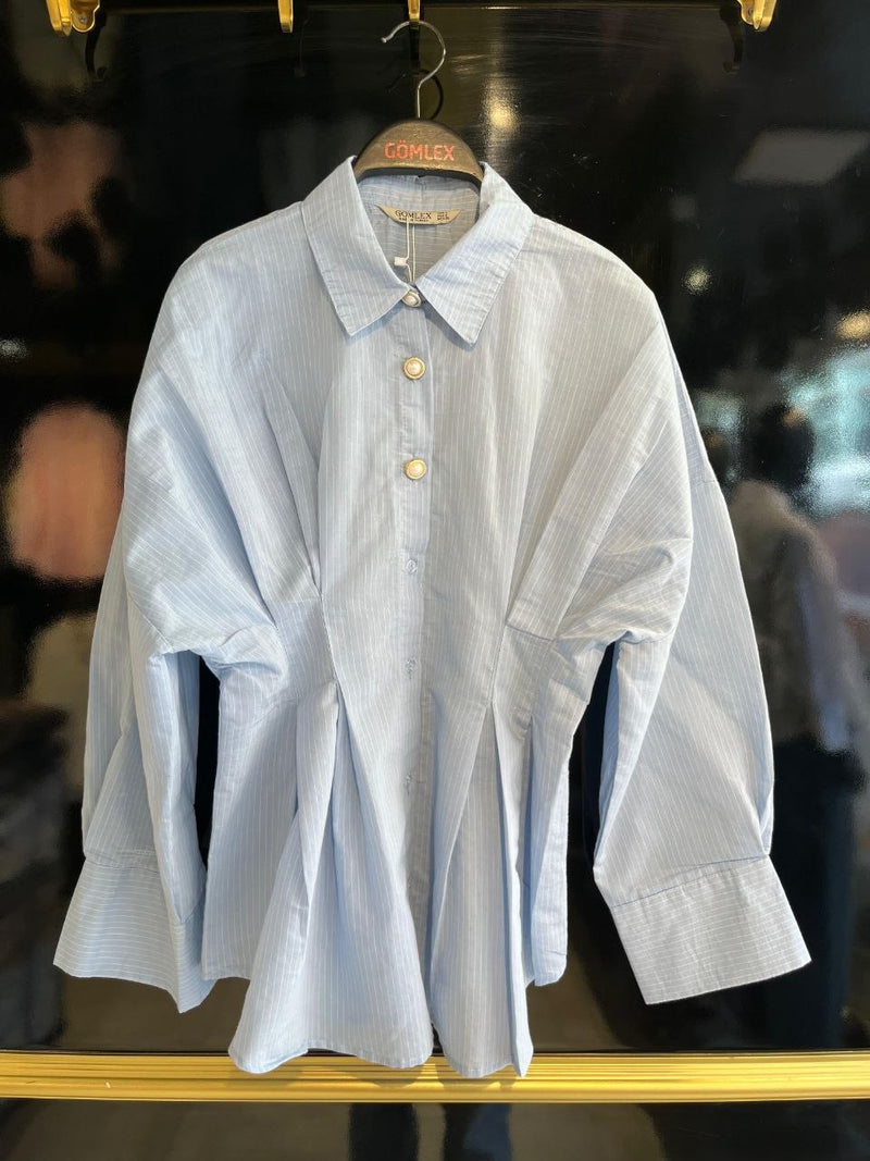 Waisted Blue Shirt Gomlex