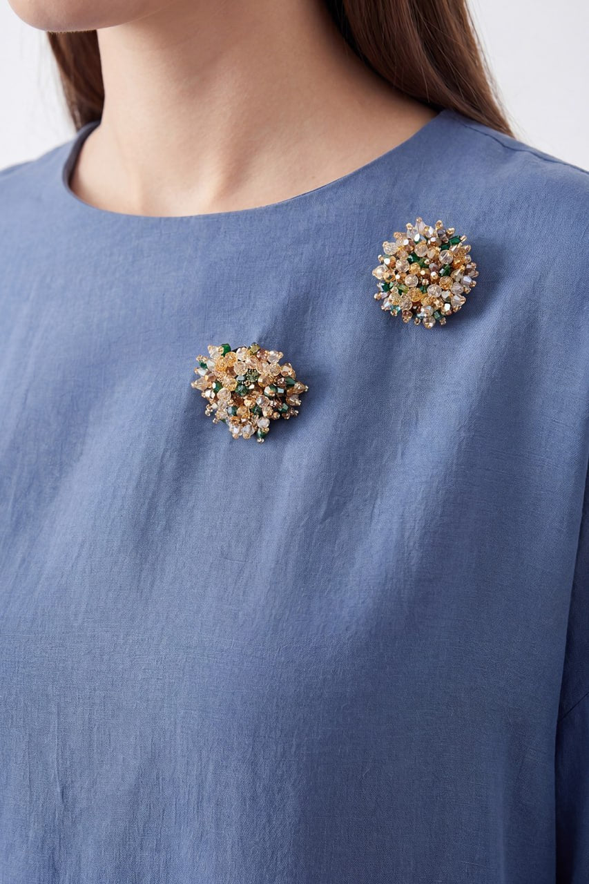 Tencel broche set puane