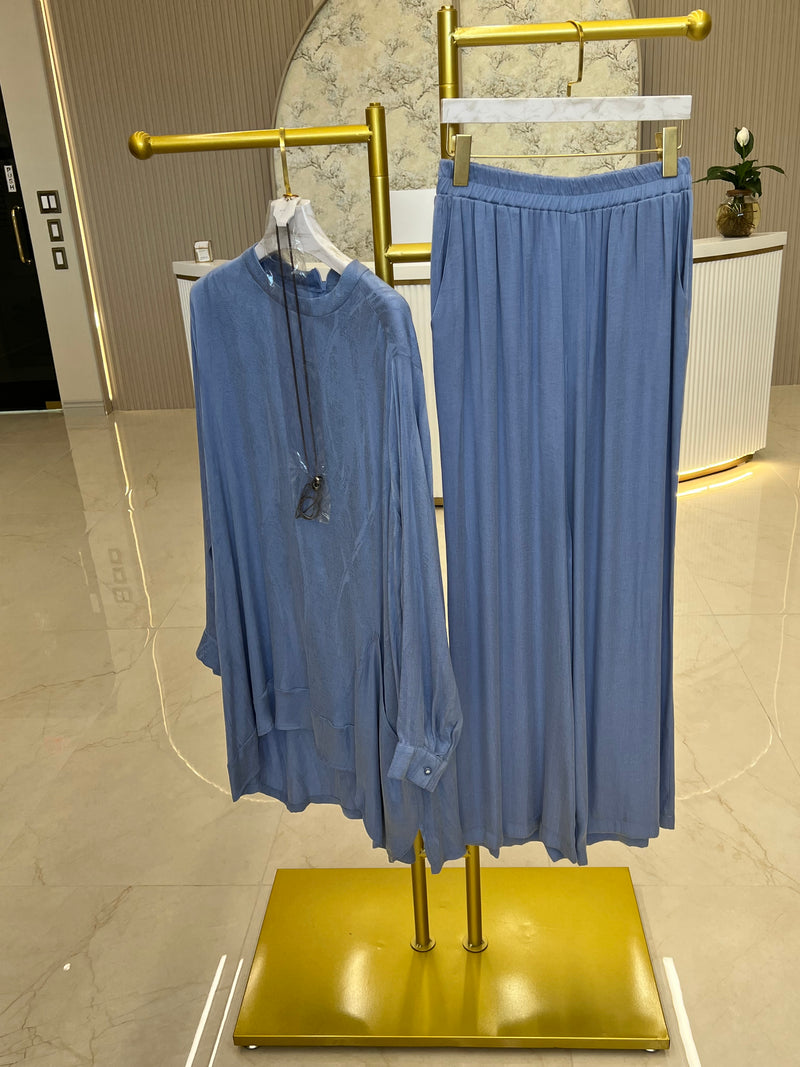 Long Shirt Set Blue Orhan